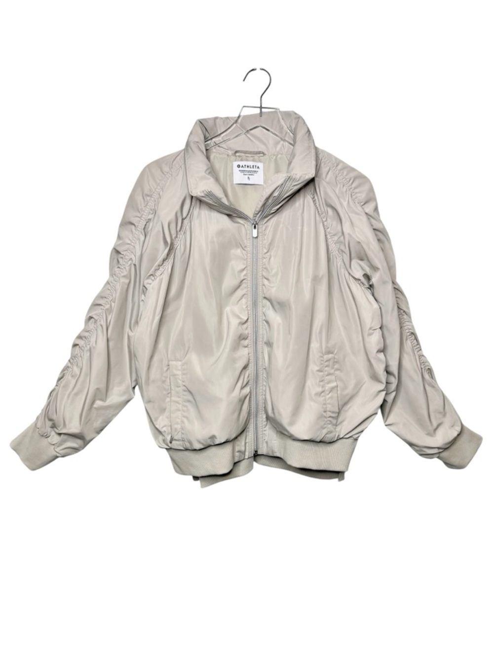 Athleta Abalone Gray Jetset Bomber Windbreaker Women’s Jacket Sz XL